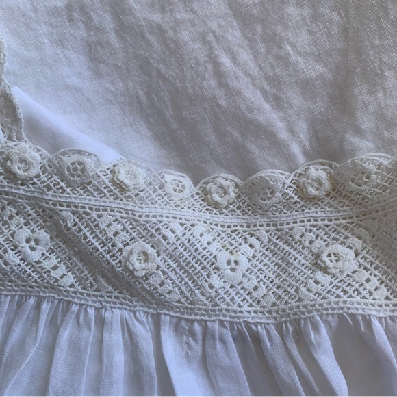 Doen Almadia Ramie Lace Square Neck Short Sleeve Mini Dress Salt - Picture 12 of 14